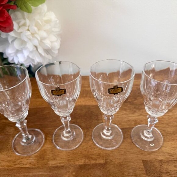 Vintage Kristal Zajecar Crystal Wine Glasses Set of 4 Made in Yugoslavia - Picture 2 of 7
